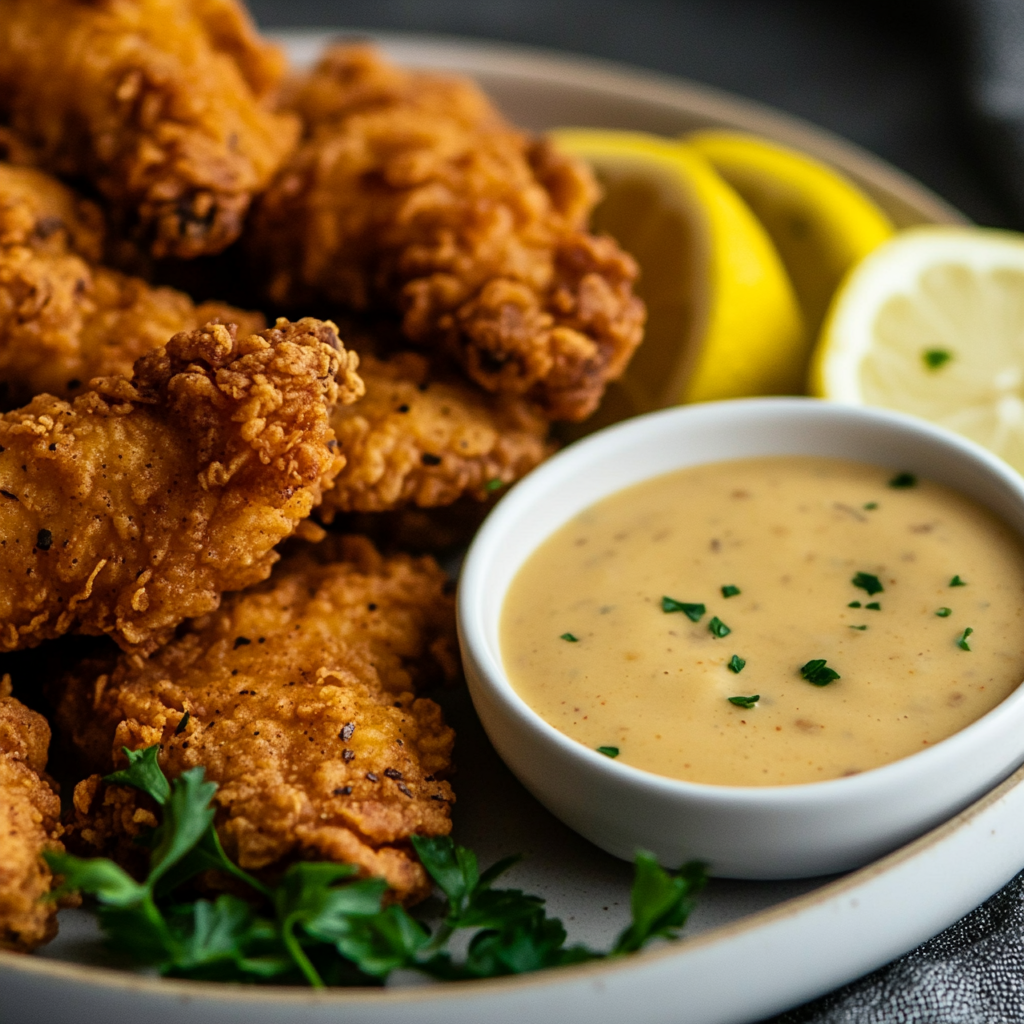 Golden-brown crispy fried chicken pieces on a plate