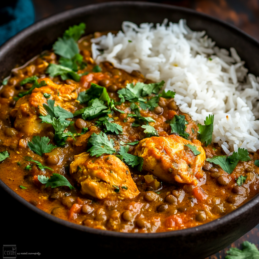 Authentic Chicken Dhansak with Lentils and Spices