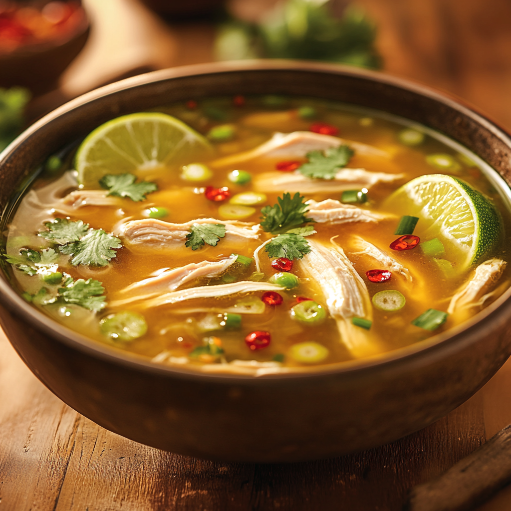 Chicken Soup with Ginger and Fresh Cilantro