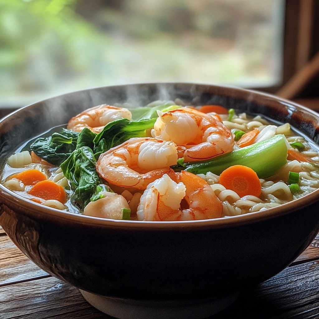 Shrimp & asparagus stir-fry served in a skillet with mushrooms and garnished with sesame seeds